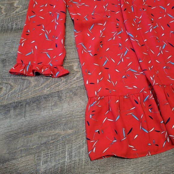 NWT BANANA REPUBLIC | Ruffle-Hem Swing Shift Dress Patterned | Sz. S - Picture 4 of 7